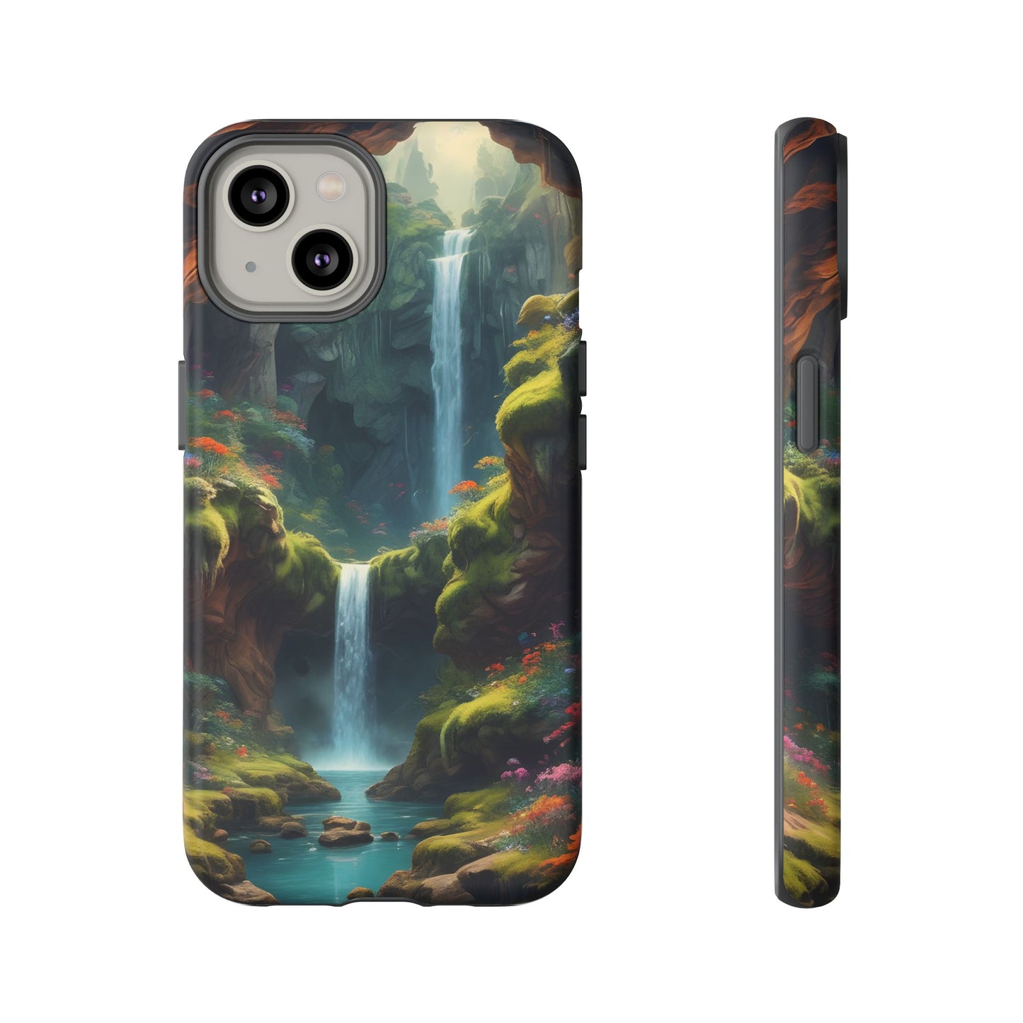 Funda de teléfono con diseño de cascada - Fundas resistentes, diseño de cascada, funda estética para teléfono, regalo para amantes de la naturaleza, protector de teléfono.