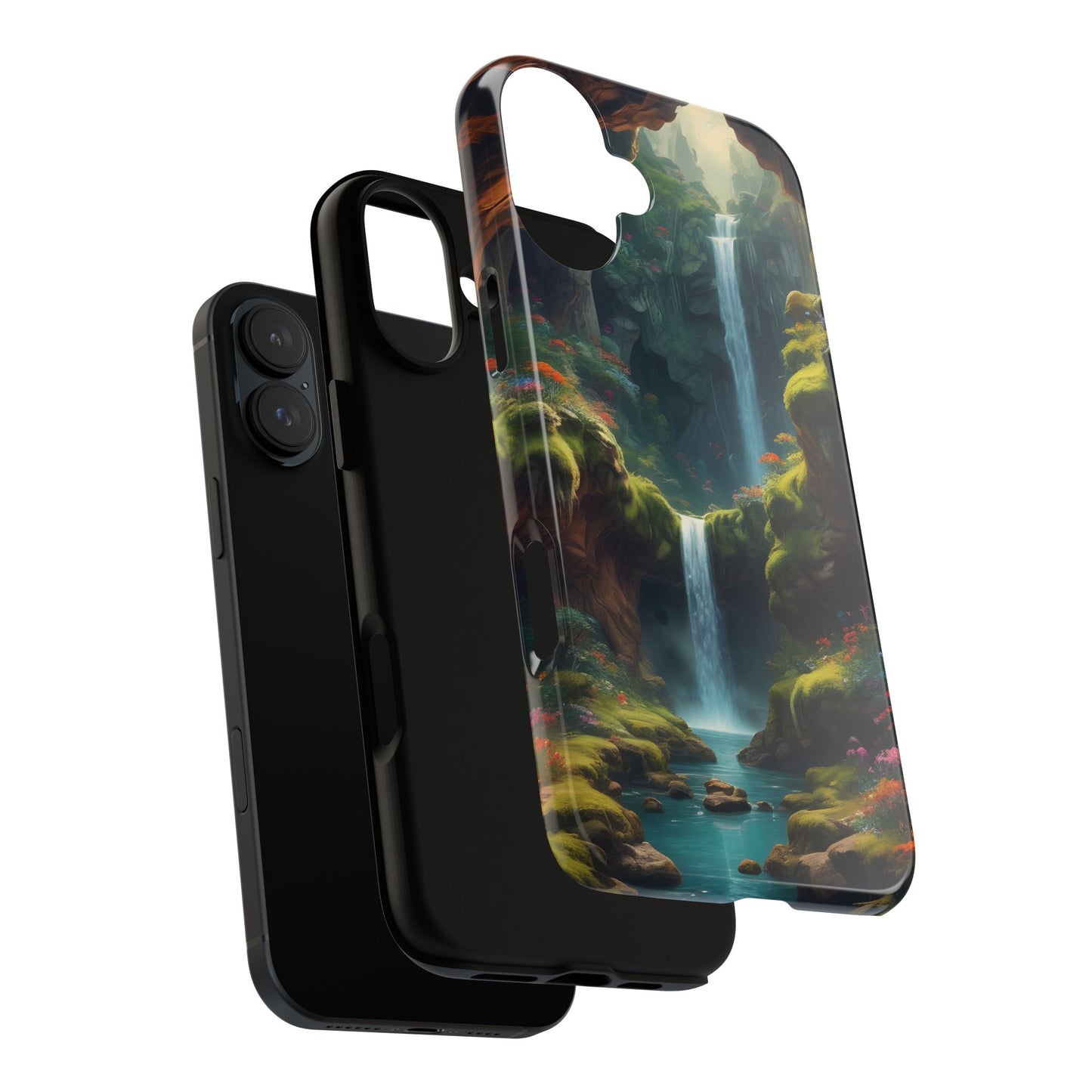 Funda de teléfono con diseño de cascada - Fundas resistentes, diseño de cascada, funda estética para teléfono, regalo para amantes de la naturaleza, protector de teléfono.