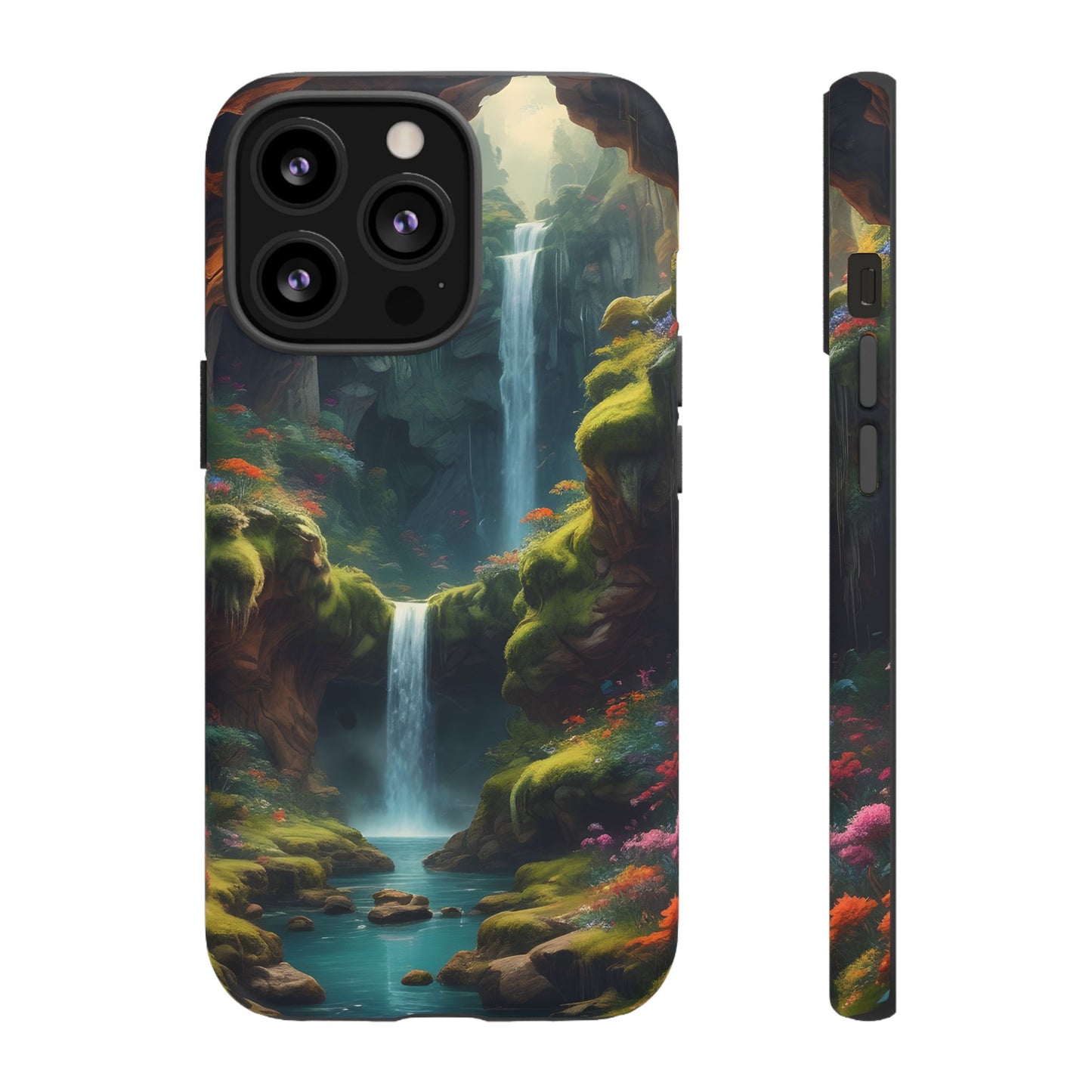 Funda de teléfono con diseño de cascada - Fundas resistentes, diseño de cascada, funda estética para teléfono, regalo para amantes de la naturaleza, protector de teléfono.