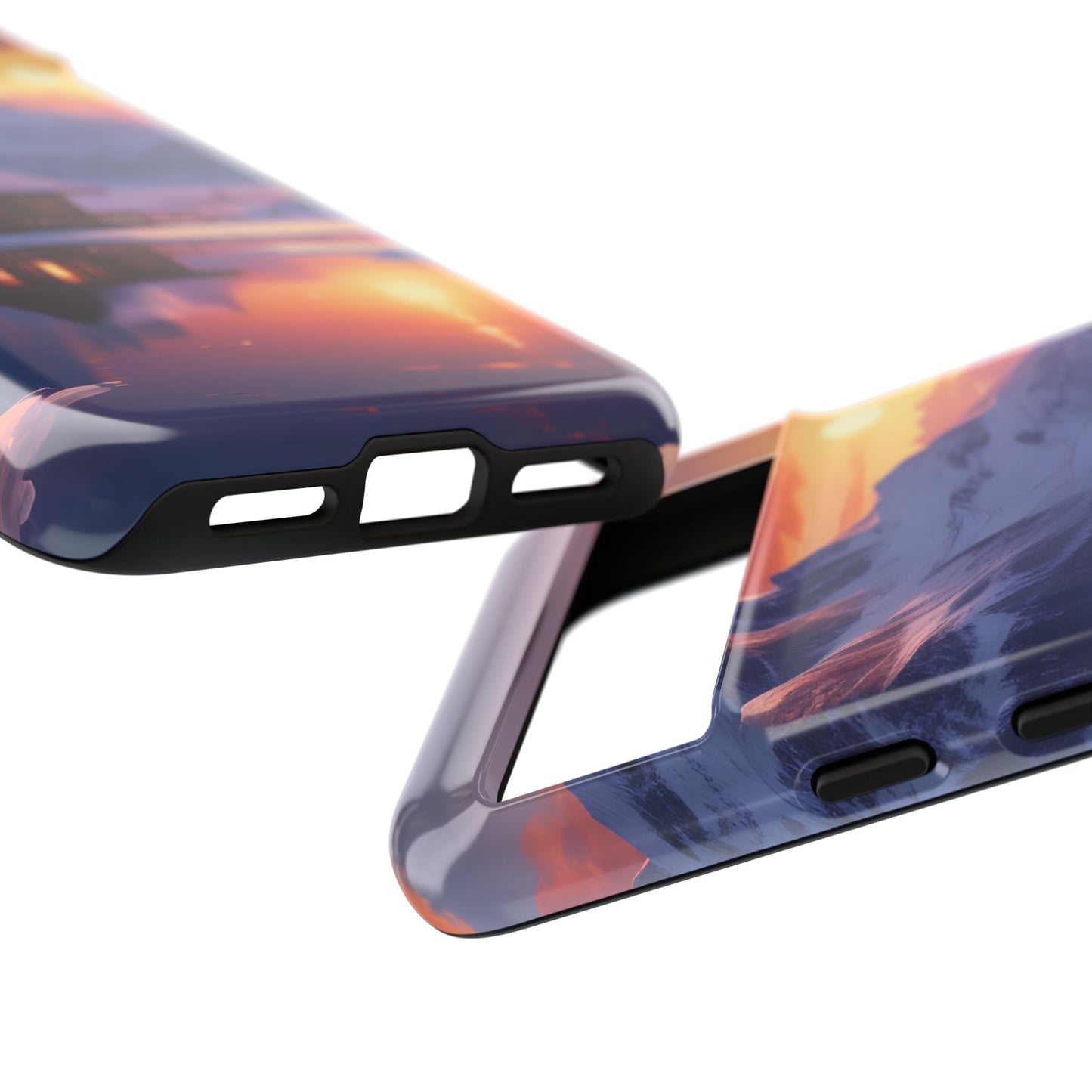 Carcasa para teléfono con diseño de cabaña en la montaña nevada, fundas resistentes para amantes de la naturaleza, cubierta de teléfono con paisaje pintoresco, regalo para excursionistas, accesorio para aventuras al aire libre.