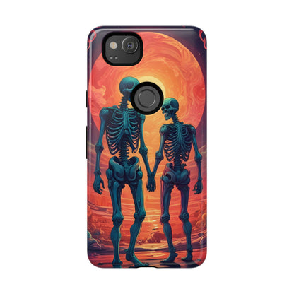 Romantic Skeletons Phone Case, Tough Phone Cover, Halloween Accessory, Unique Gift, Couples Phone Case, Spooky Aesthetic