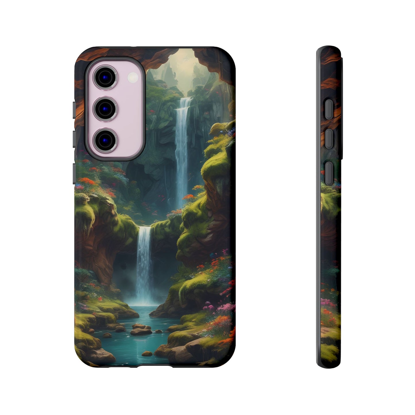 Funda de teléfono con diseño de cascada - Fundas resistentes, diseño de cascada, funda estética para teléfono, regalo para amantes de la naturaleza, protector de teléfono.