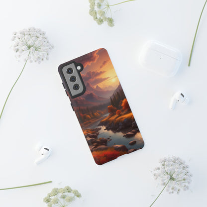 Autumn Mountain Sunset Phone Case, Nature Lover Gift, Tough Phone Cover, Outdoor Adventure Accessory, Landscape Art Case