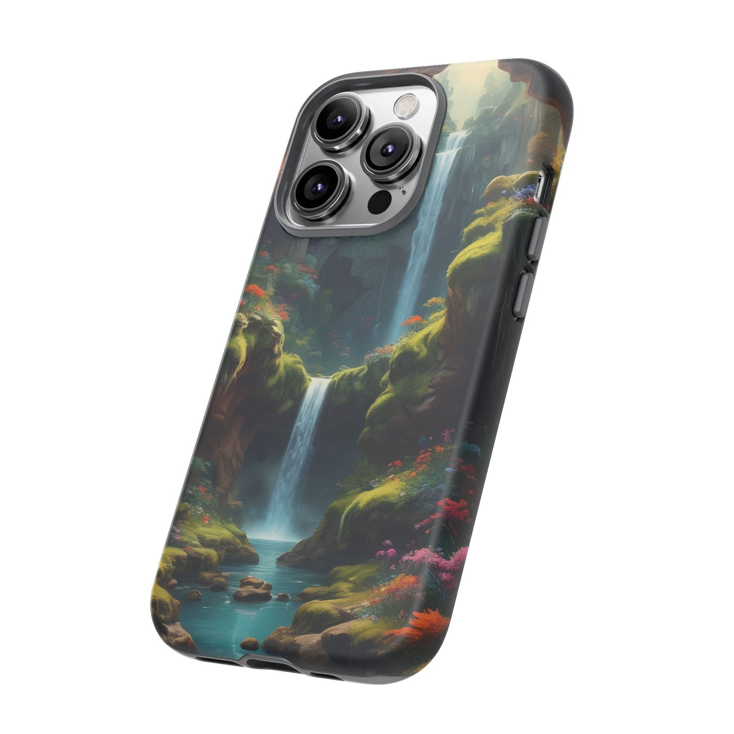 Funda de teléfono con diseño de cascada - Fundas resistentes, diseño de cascada, funda estética para teléfono, regalo para amantes de la naturaleza, protector de teléfono.