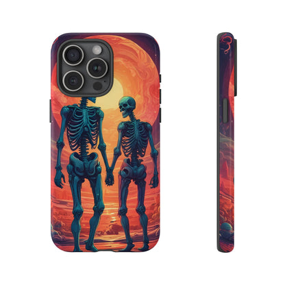 Romantic Skeletons Phone Case, Tough Phone Cover, Halloween Accessory, Unique Gift, Couples Phone Case, Spooky Aesthetic