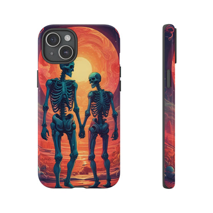 Romantic Skeletons Phone Case, Tough Phone Cover, Halloween Accessory, Unique Gift, Couples Phone Case, Spooky Aesthetic