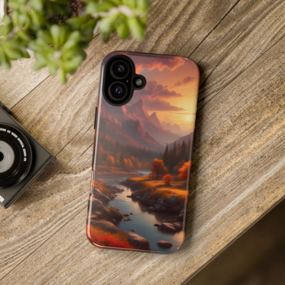 Autumn Mountain Sunset Phone Case, Nature Lover Gift, Tough Phone Cover, Outdoor Adventure Accessory, Landscape Art Case