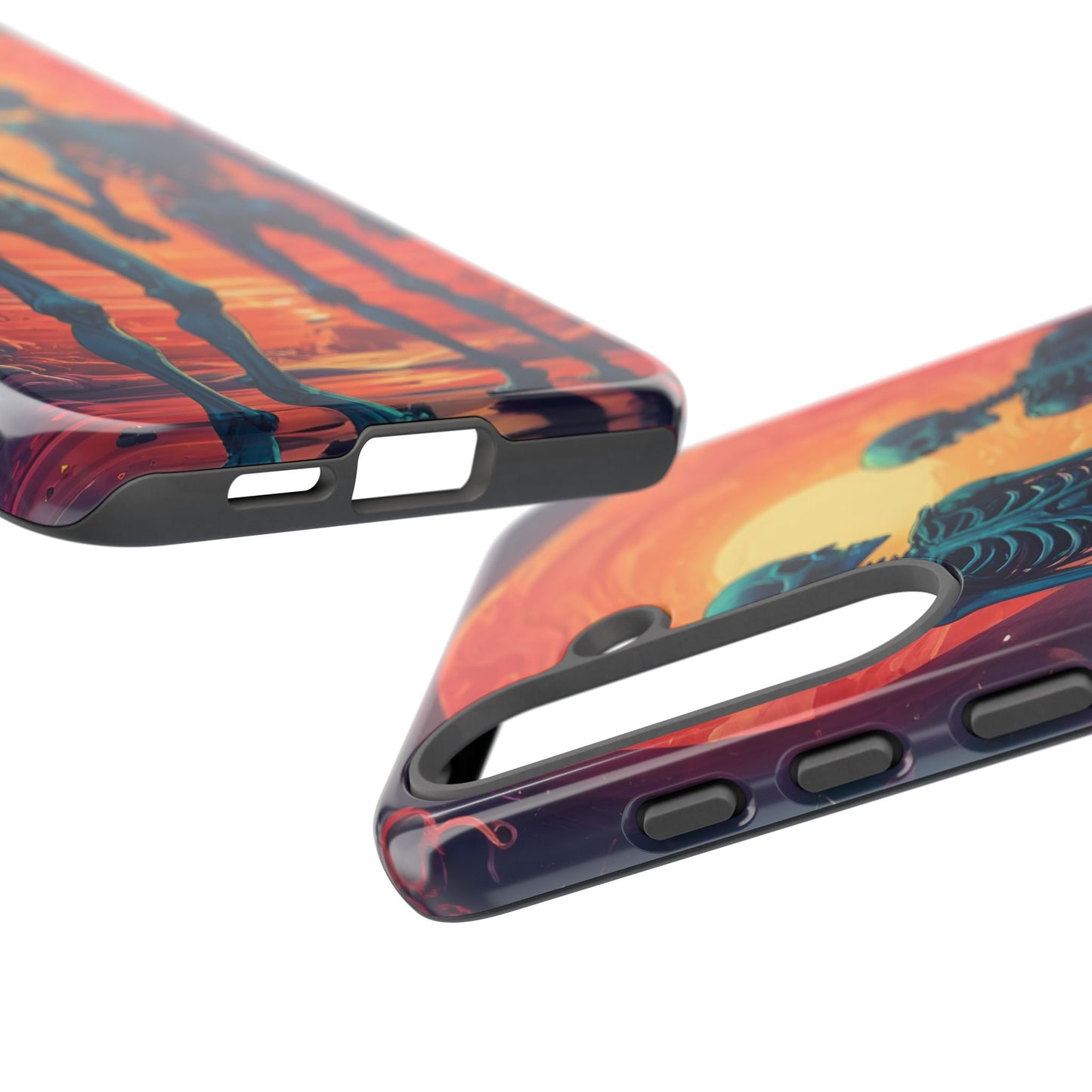 Carcasa de teléfono con esqueletos románticos, funda resistente para teléfono, accesorio de Halloween, regalo único, funda de teléfono para parejas, estética espeluznante.
