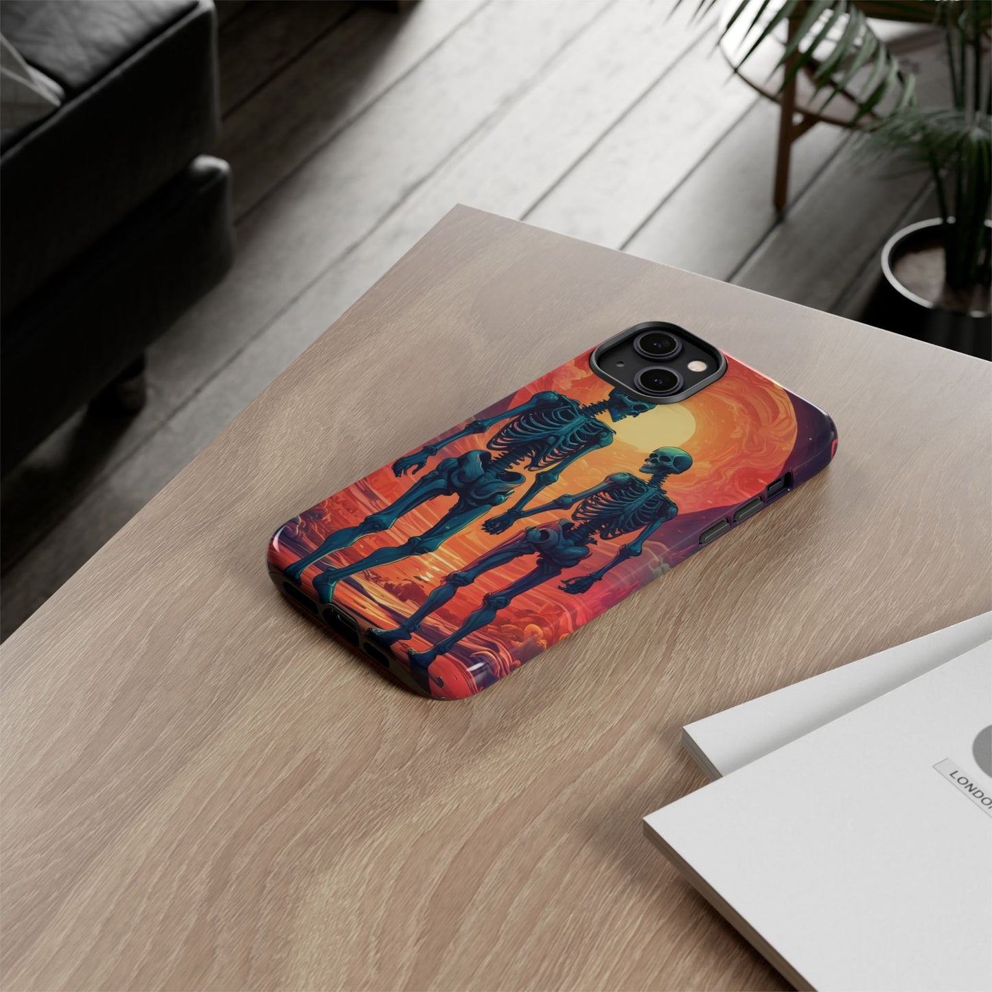 Carcasa de teléfono con esqueletos románticos, funda resistente para teléfono, accesorio de Halloween, regalo único, funda de teléfono para parejas, estética espeluznante.