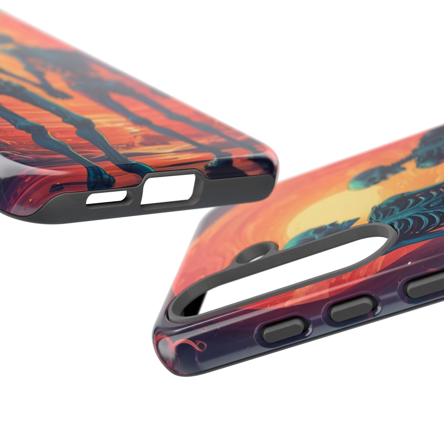 Carcasa de teléfono con esqueletos románticos, funda resistente para teléfono, accesorio de Halloween, regalo único, funda de teléfono para parejas, estética espeluznante.