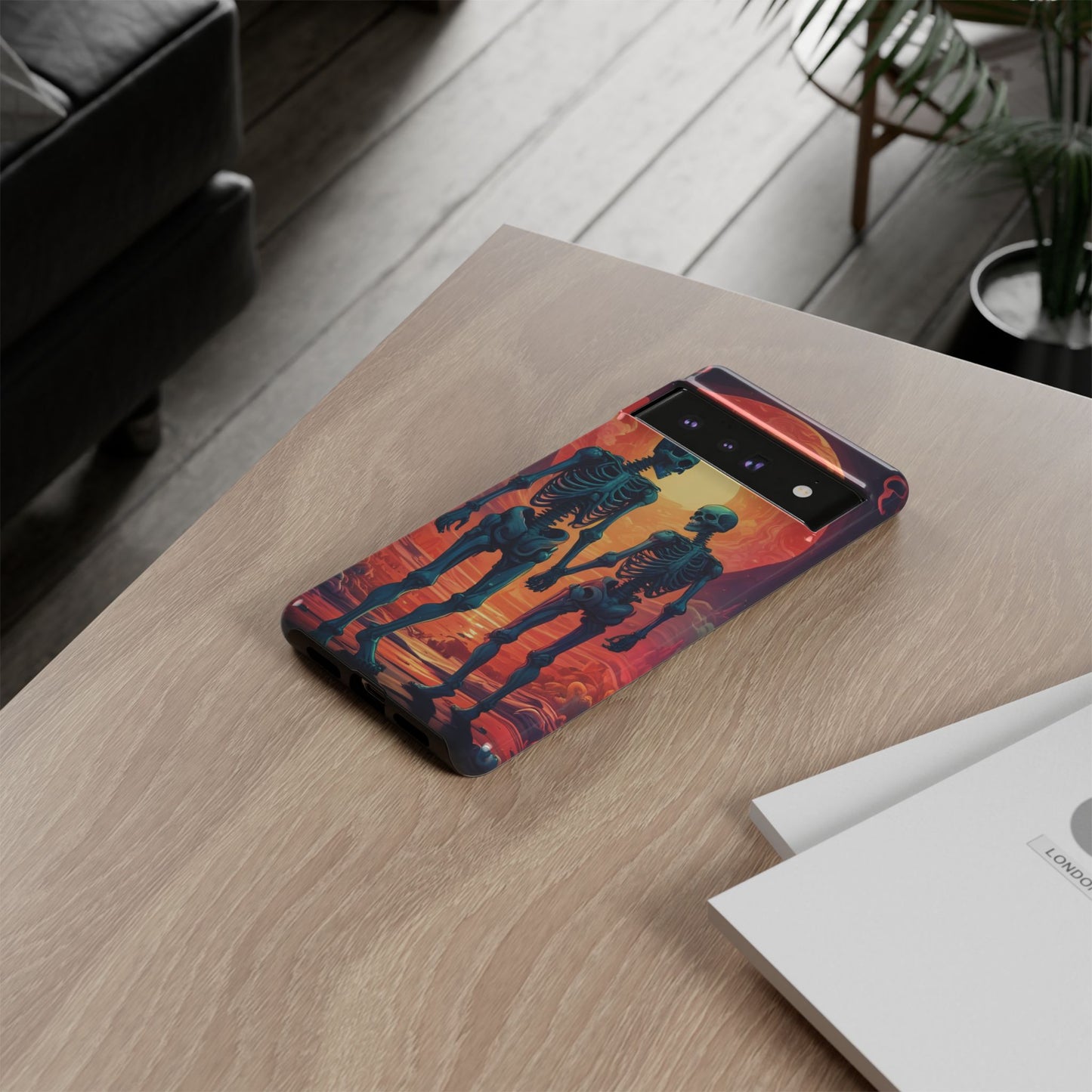Carcasa de teléfono con esqueletos románticos, funda resistente para teléfono, accesorio de Halloween, regalo único, funda de teléfono para parejas, estética espeluznante.