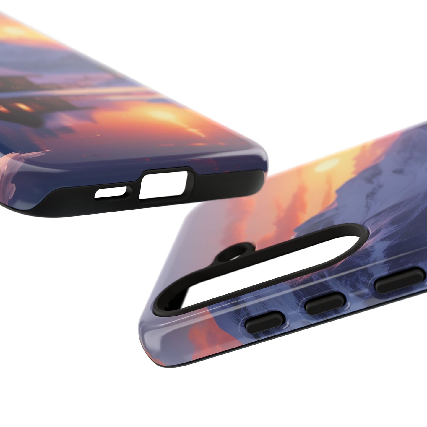 Carcasa para teléfono con diseño de cabaña en la montaña nevada, fundas resistentes para amantes de la naturaleza, cubierta de teléfono con paisaje pintoresco, regalo para excursionistas, accesorio para aventuras al aire libre.