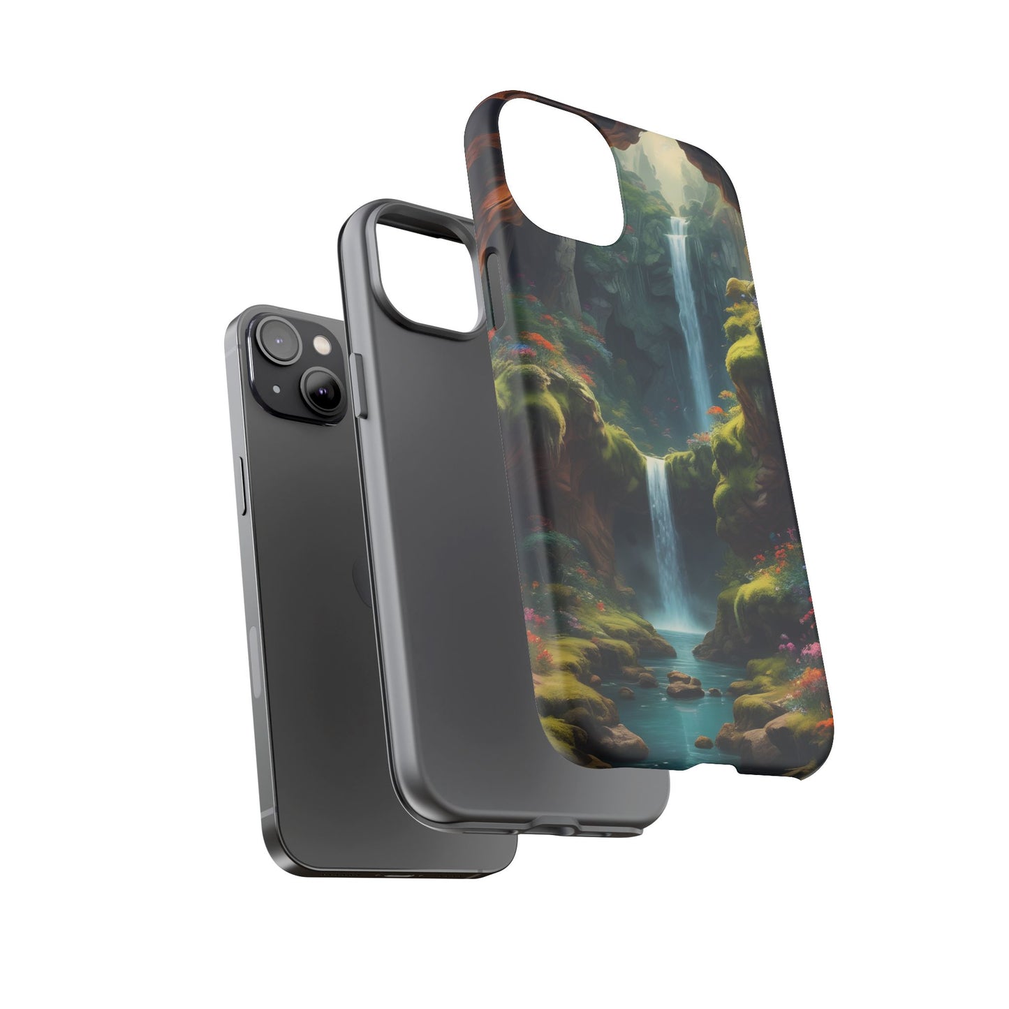 Funda de teléfono con diseño de cascada - Fundas resistentes, diseño de cascada, funda estética para teléfono, regalo para amantes de la naturaleza, protector de teléfono.