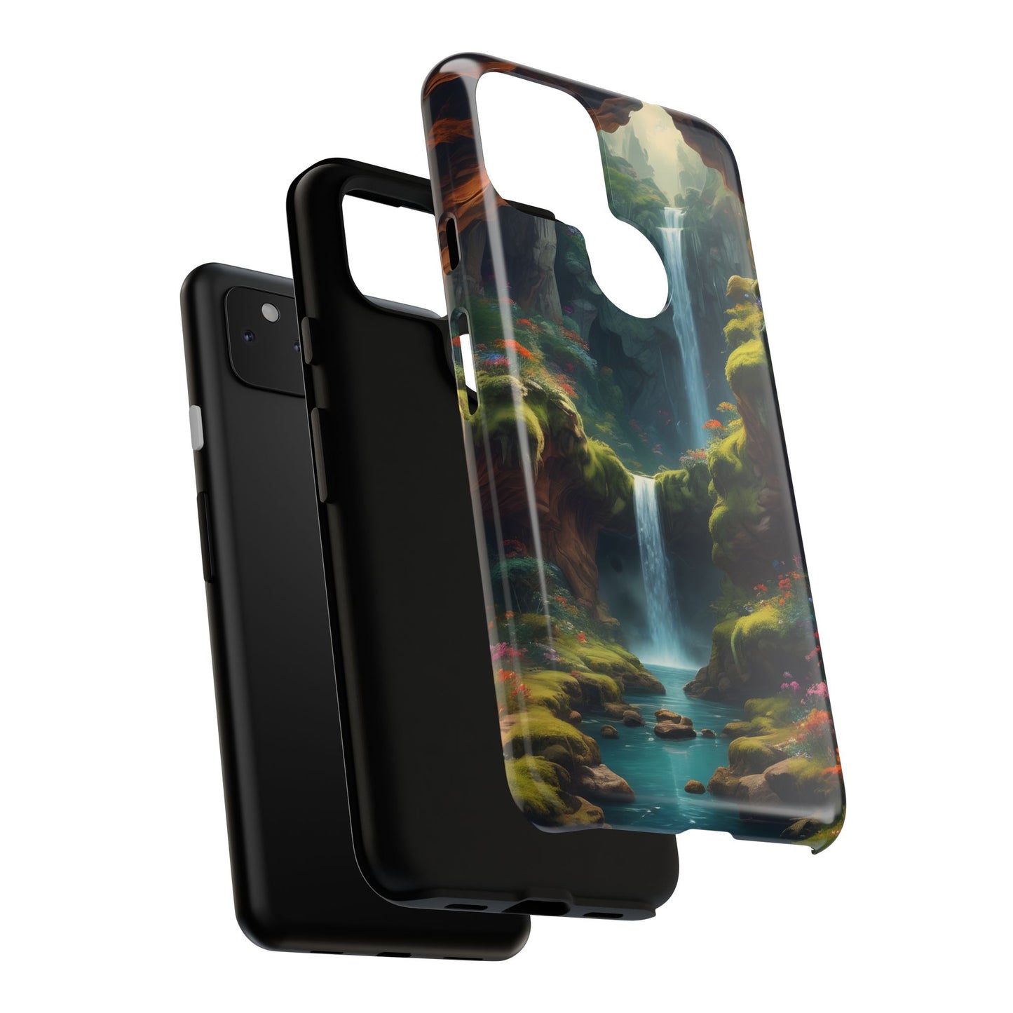 Funda de teléfono con diseño de cascada - Fundas resistentes, diseño de cascada, funda estética para teléfono, regalo para amantes de la naturaleza, protector de teléfono.