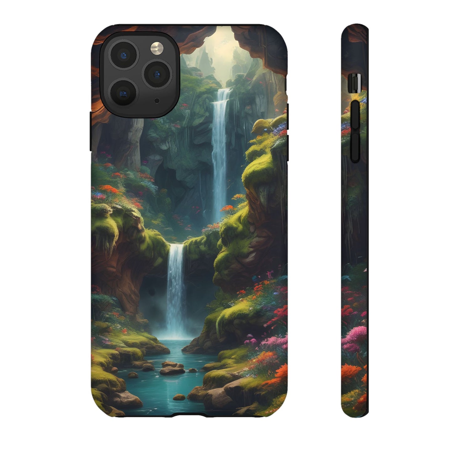 Funda de teléfono con diseño de cascada - Fundas resistentes, diseño de cascada, funda estética para teléfono, regalo para amantes de la naturaleza, protector de teléfono.