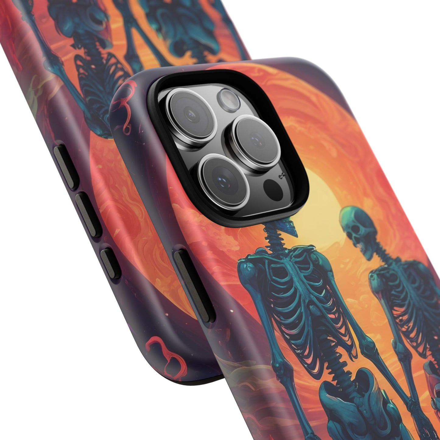 Carcasa de teléfono con esqueletos románticos, funda resistente para teléfono, accesorio de Halloween, regalo único, funda de teléfono para parejas, estética espeluznante.