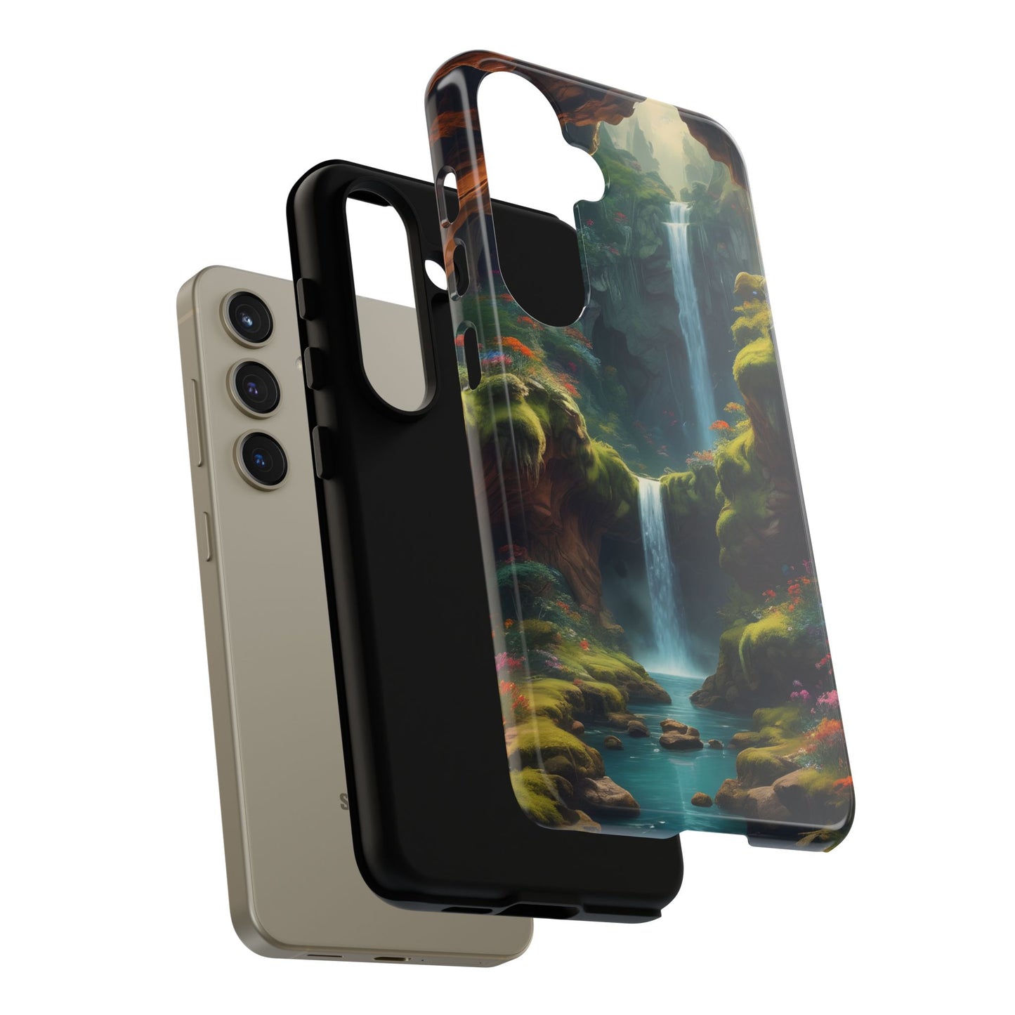 Funda de teléfono con diseño de cascada - Fundas resistentes, diseño de cascada, funda estética para teléfono, regalo para amantes de la naturaleza, protector de teléfono.
