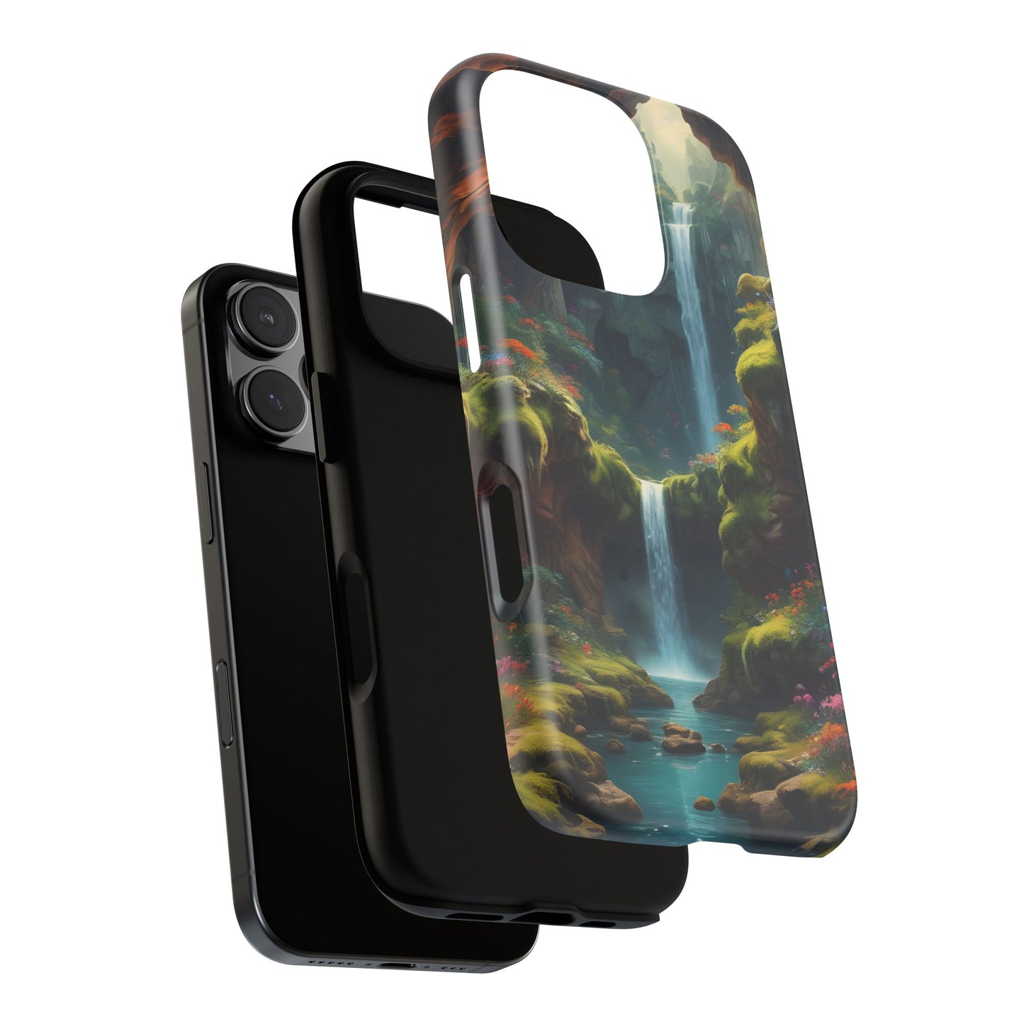 Funda de teléfono con diseño de cascada - Fundas resistentes, diseño de cascada, funda estética para teléfono, regalo para amantes de la naturaleza, protector de teléfono.