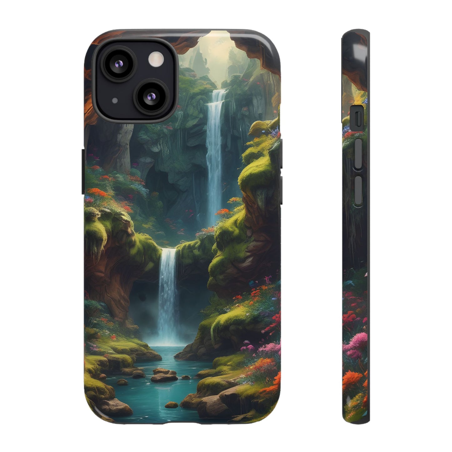 Funda de teléfono con diseño de cascada - Fundas resistentes, diseño de cascada, funda estética para teléfono, regalo para amantes de la naturaleza, protector de teléfono.