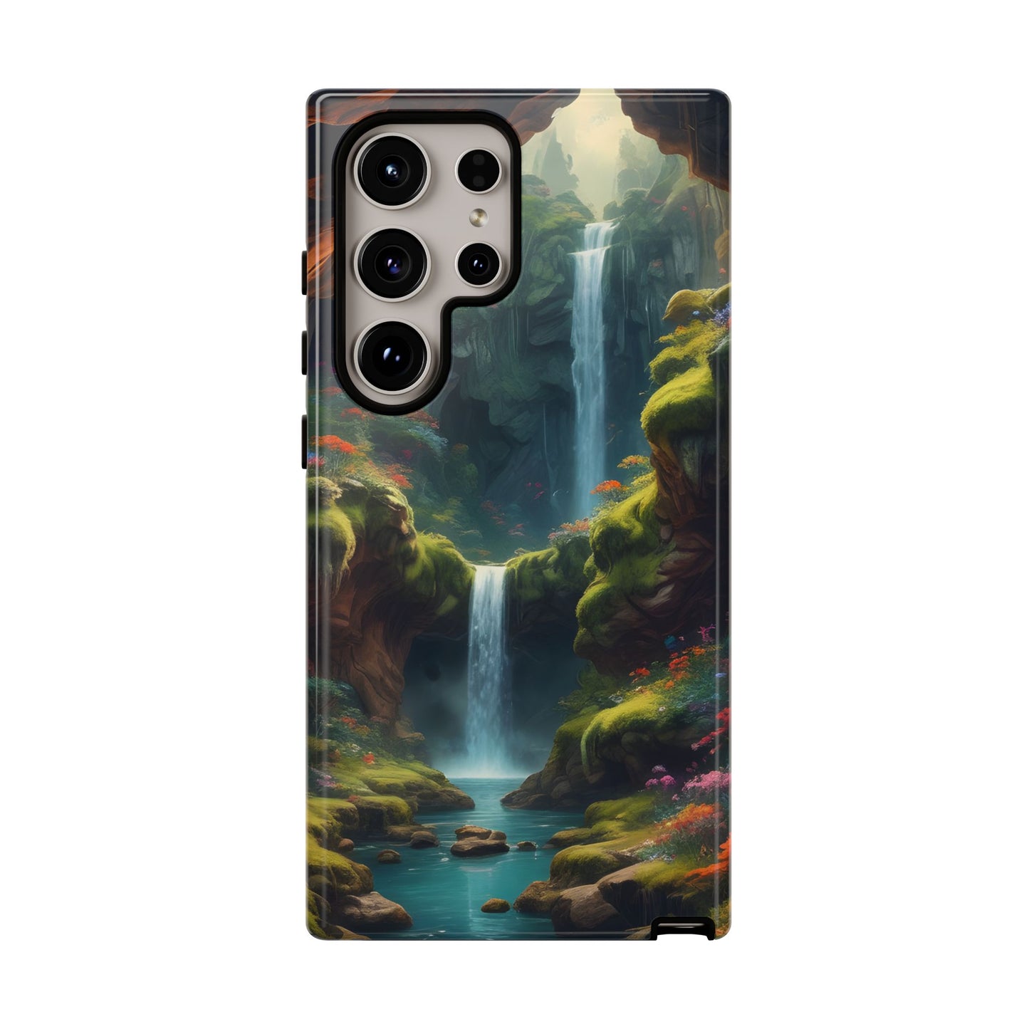 Funda de teléfono con diseño de cascada - Fundas resistentes, diseño de cascada, funda estética para teléfono, regalo para amantes de la naturaleza, protector de teléfono.