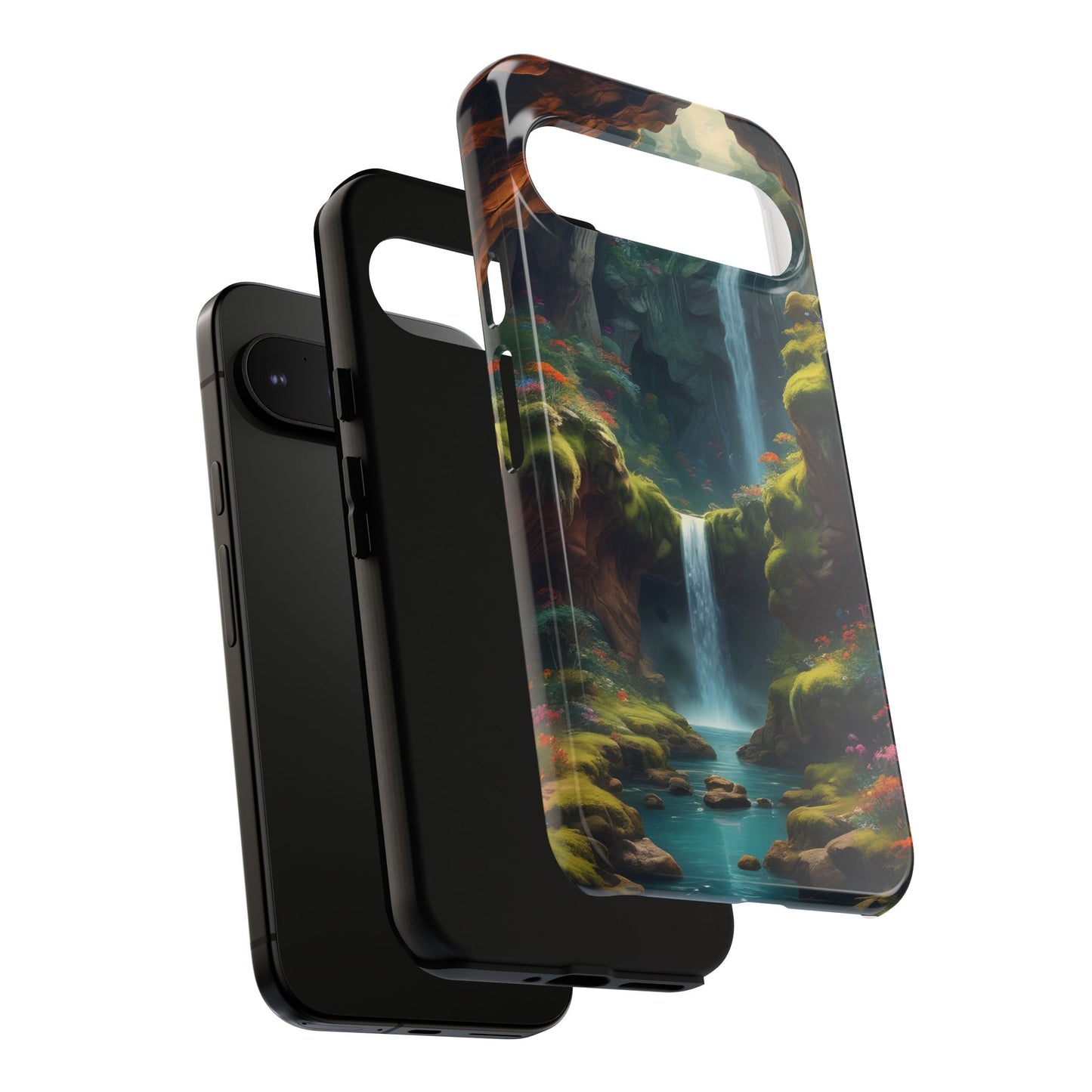 Funda de teléfono con diseño de cascada - Fundas resistentes, diseño de cascada, funda estética para teléfono, regalo para amantes de la naturaleza, protector de teléfono.