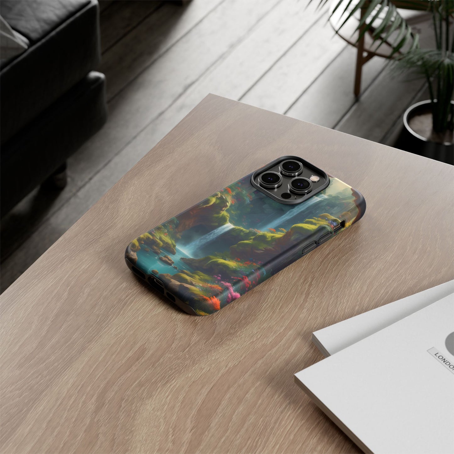 Funda de teléfono con diseño de cascada - Fundas resistentes, diseño de cascada, funda estética para teléfono, regalo para amantes de la naturaleza, protector de teléfono.