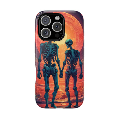 Romantic Skeletons Phone Case, Tough Phone Cover, Halloween Accessory, Unique Gift, Couples Phone Case, Spooky Aesthetic