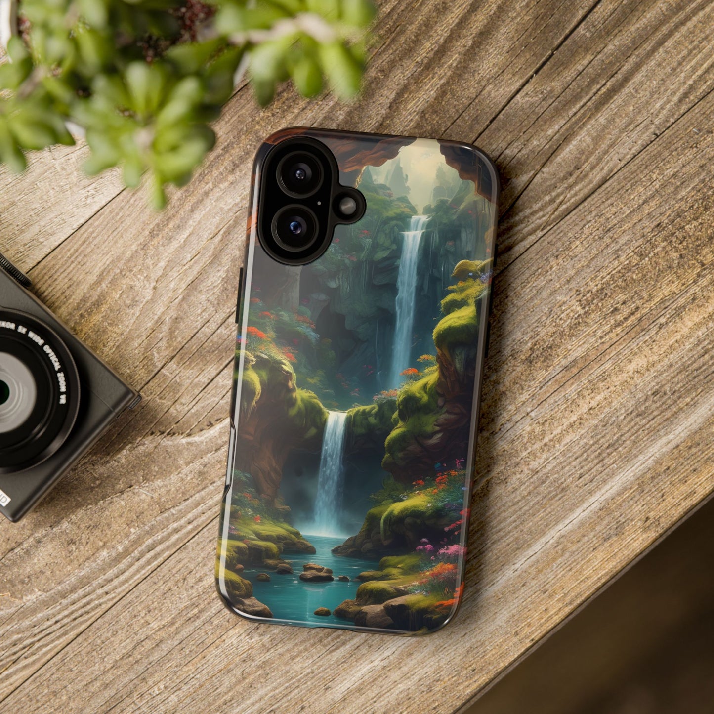 Funda de teléfono con diseño de cascada - Fundas resistentes, diseño de cascada, funda estética para teléfono, regalo para amantes de la naturaleza, protector de teléfono.