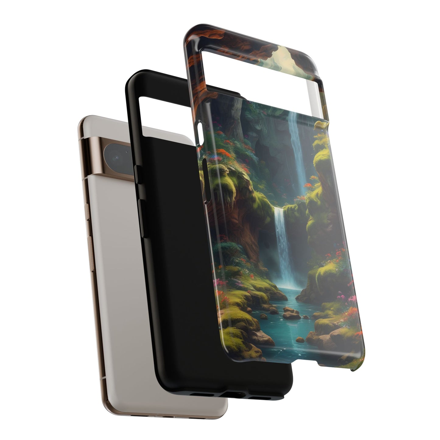 Funda de teléfono con diseño de cascada - Fundas resistentes, diseño de cascada, funda estética para teléfono, regalo para amantes de la naturaleza, protector de teléfono.