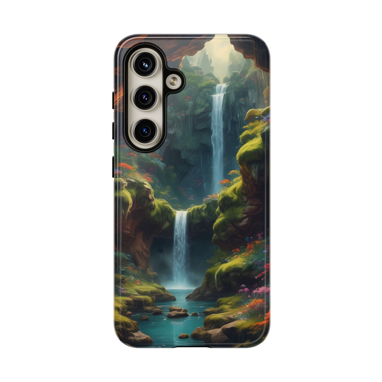 Funda de teléfono con diseño de cascada - Fundas resistentes, diseño de cascada, funda estética para teléfono, regalo para amantes de la naturaleza, protector de teléfono.