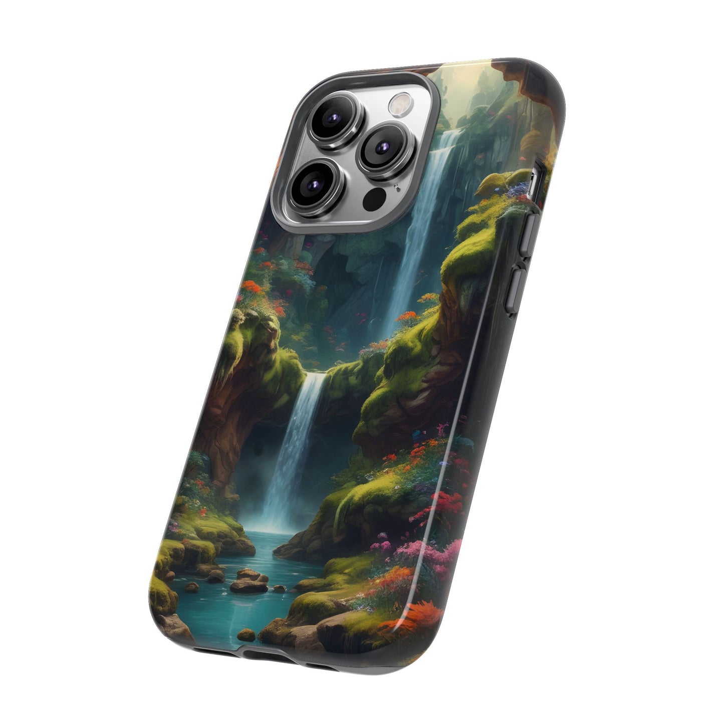 Funda de teléfono con diseño de cascada - Fundas resistentes, diseño de cascada, funda estética para teléfono, regalo para amantes de la naturaleza, protector de teléfono.