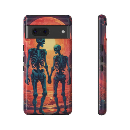 Romantic Skeletons Phone Case, Tough Phone Cover, Halloween Accessory, Unique Gift, Couples Phone Case, Spooky Aesthetic
