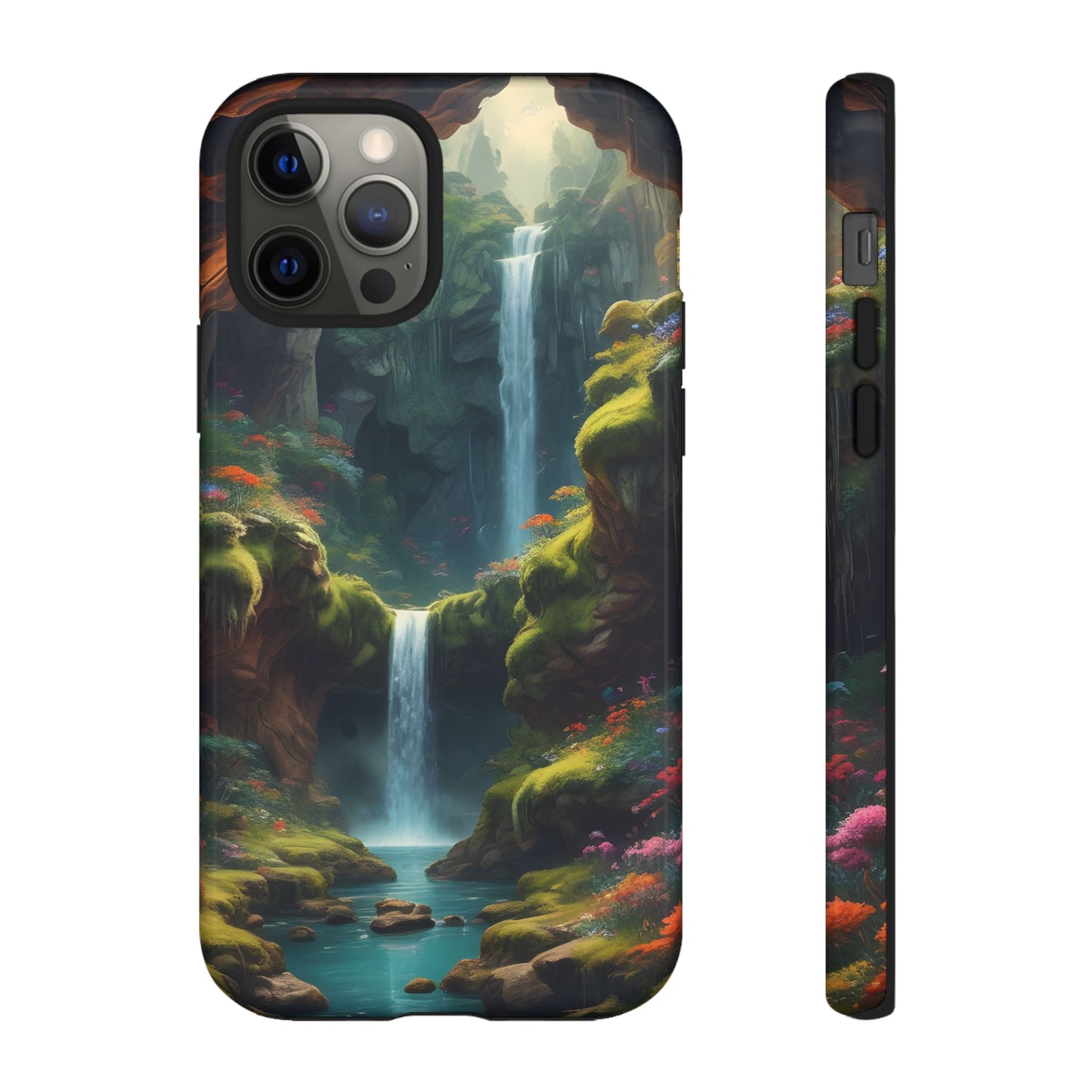 Funda de teléfono con diseño de cascada - Fundas resistentes, diseño de cascada, funda estética para teléfono, regalo para amantes de la naturaleza, protector de teléfono.