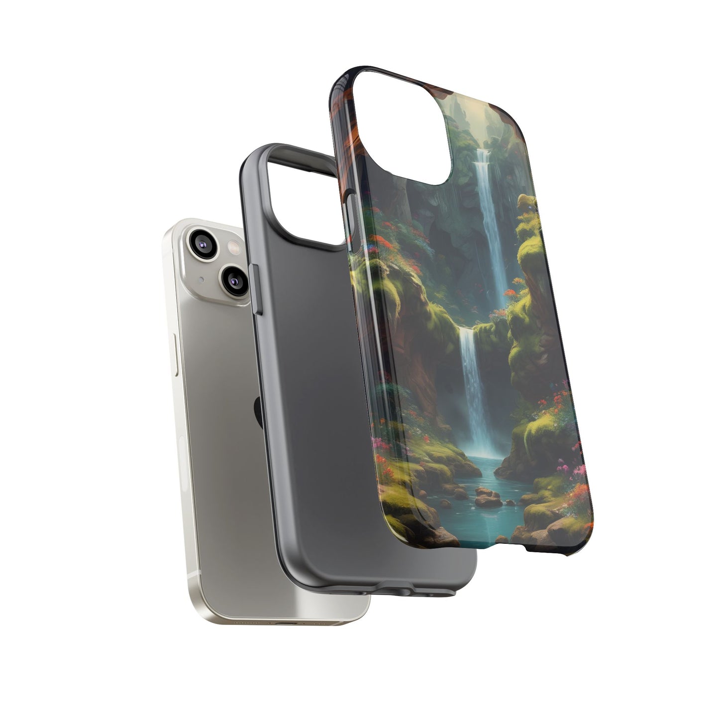 Funda de teléfono con diseño de cascada - Fundas resistentes, diseño de cascada, funda estética para teléfono, regalo para amantes de la naturaleza, protector de teléfono.