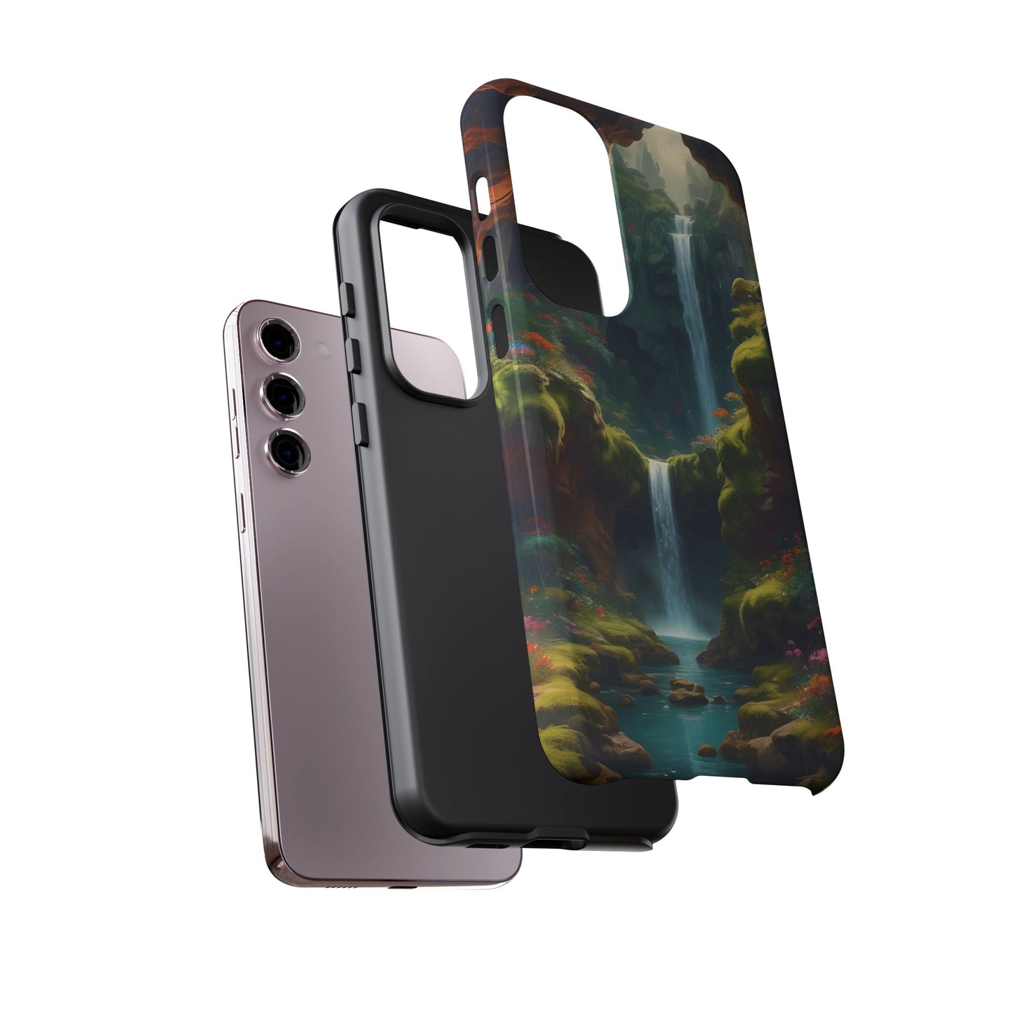 Funda de teléfono con diseño de cascada - Fundas resistentes, diseño de cascada, funda estética para teléfono, regalo para amantes de la naturaleza, protector de teléfono.