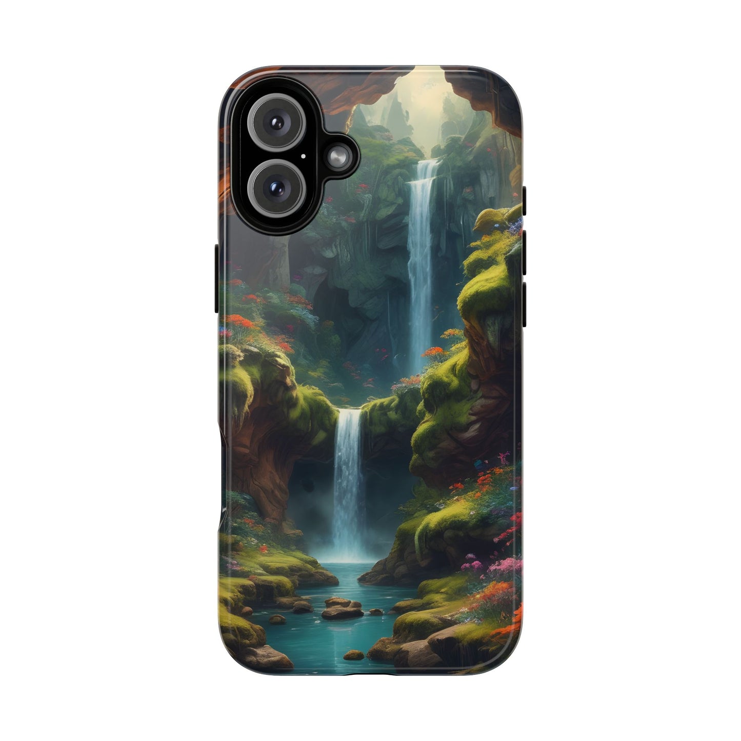 Funda de teléfono con diseño de cascada - Fundas resistentes, diseño de cascada, funda estética para teléfono, regalo para amantes de la naturaleza, protector de teléfono.