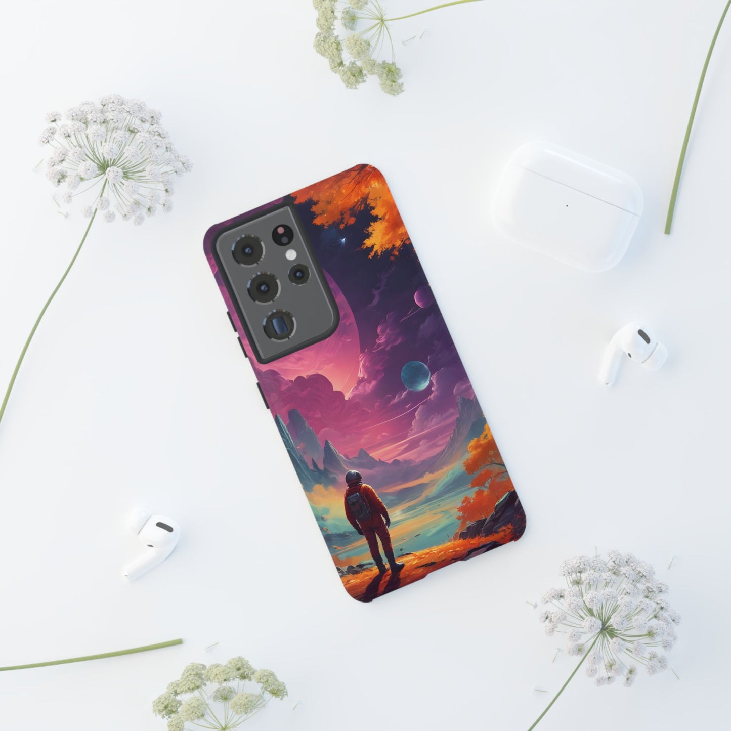 Carcasa para teléfono de astronauta psicodélico, tema espacial galaxia, fundas resistentes para hombres y mujeres, regalos únicos para amantes de la tecnología, accesorios elegantes, decoración cósmica.