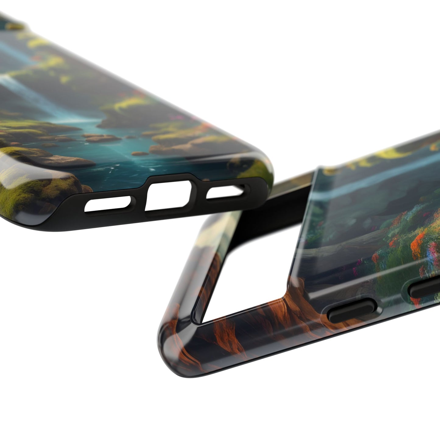 Funda de teléfono con diseño de cascada - Fundas resistentes, diseño de cascada, funda estética para teléfono, regalo para amantes de la naturaleza, protector de teléfono.