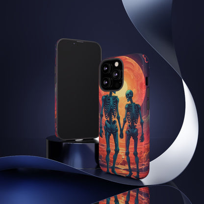 Romantic Skeletons Phone Case, Tough Phone Cover, Halloween Accessory, Unique Gift, Couples Phone Case, Spooky Aesthetic