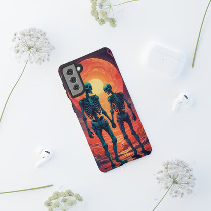 Romantic Skeletons Phone Case, Tough Phone Cover, Halloween Accessory, Unique Gift, Couples Phone Case, Spooky Aesthetic