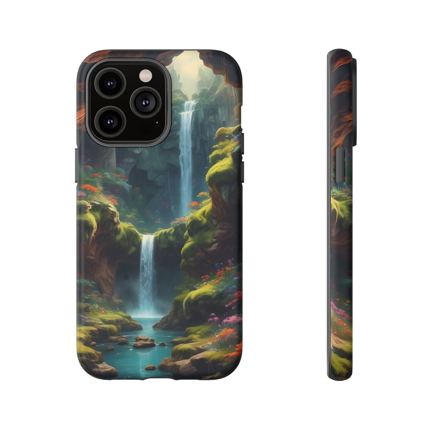 Funda de teléfono con diseño de cascada - Fundas resistentes, diseño de cascada, funda estética para teléfono, regalo para amantes de la naturaleza, protector de teléfono.