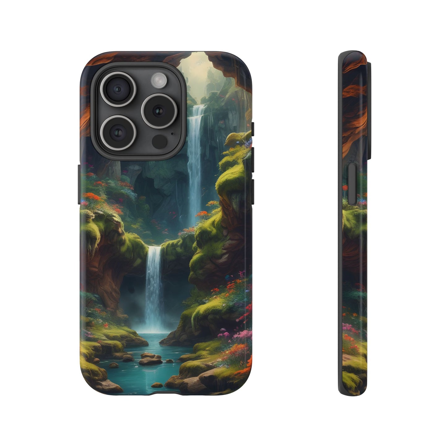 Funda de teléfono con diseño de cascada - Fundas resistentes, diseño de cascada, funda estética para teléfono, regalo para amantes de la naturaleza, protector de teléfono.
