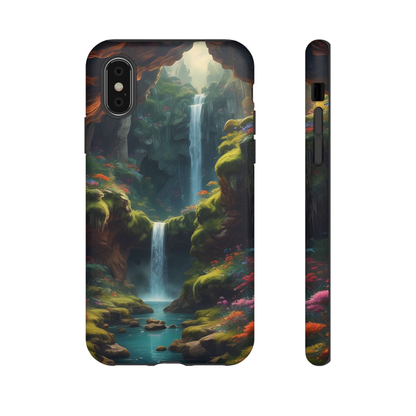 Funda de teléfono con diseño de cascada - Fundas resistentes, diseño de cascada, funda estética para teléfono, regalo para amantes de la naturaleza, protector de teléfono.