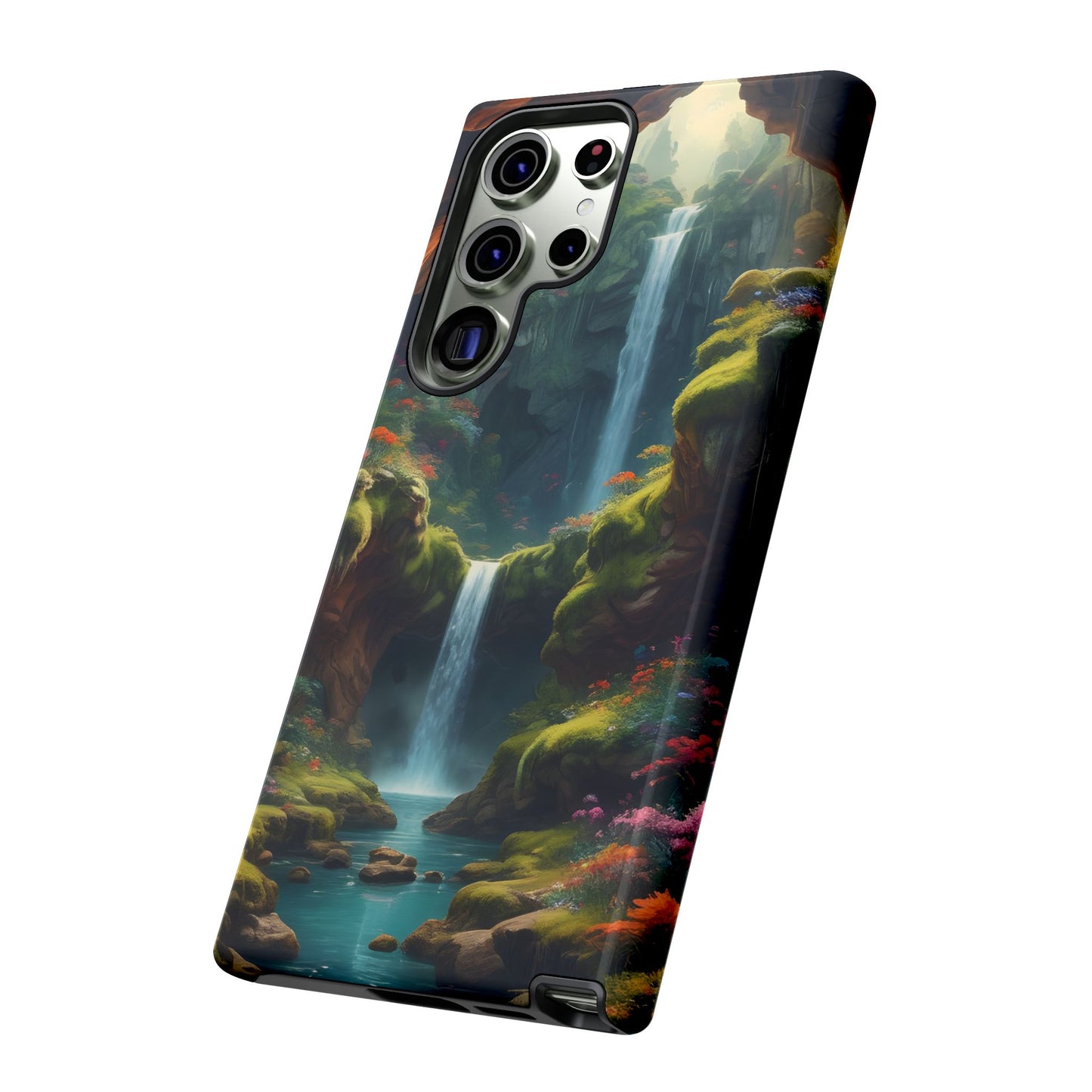 Funda de teléfono con diseño de cascada - Fundas resistentes, diseño de cascada, funda estética para teléfono, regalo para amantes de la naturaleza, protector de teléfono.