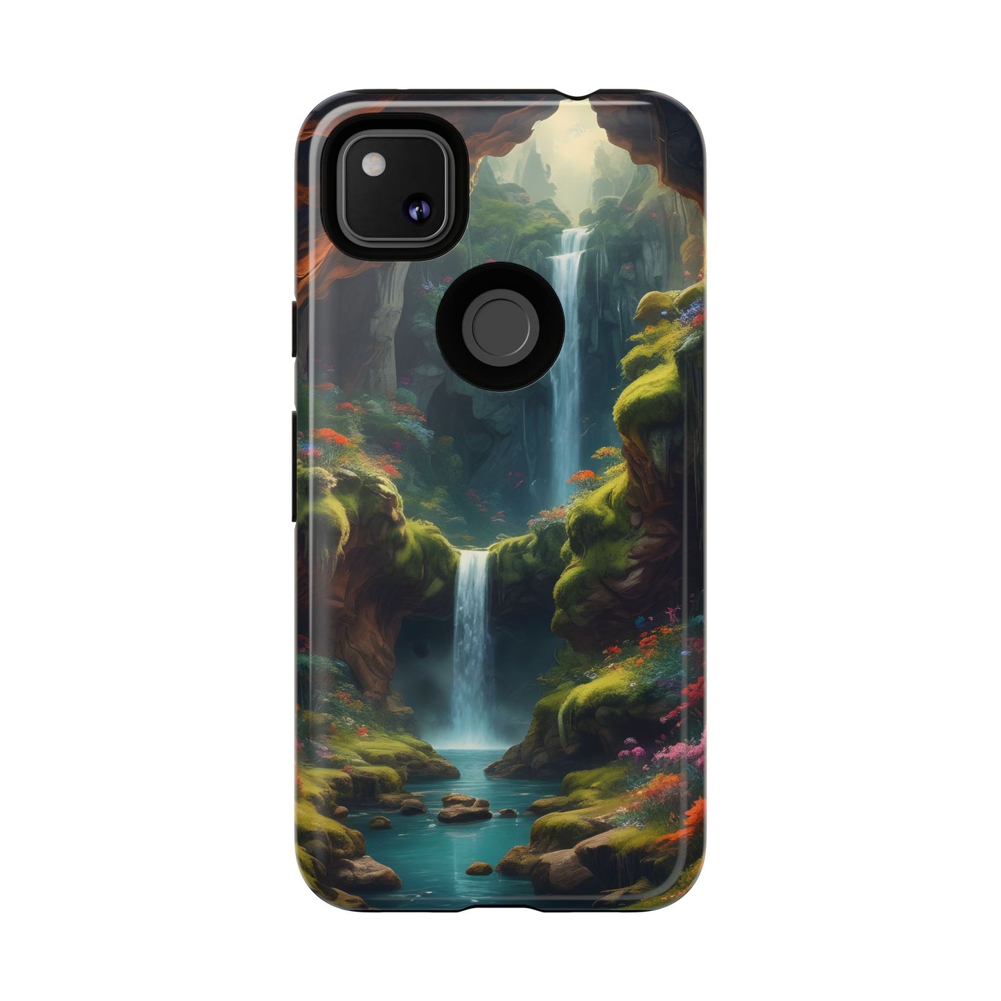 Funda de teléfono con diseño de cascada - Fundas resistentes, diseño de cascada, funda estética para teléfono, regalo para amantes de la naturaleza, protector de teléfono.