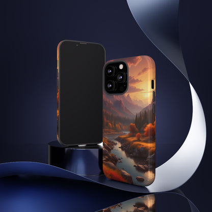 Autumn Mountain Sunset Phone Case, Nature Lover Gift, Tough Phone Cover, Outdoor Adventure Accessory, Landscape Art Case