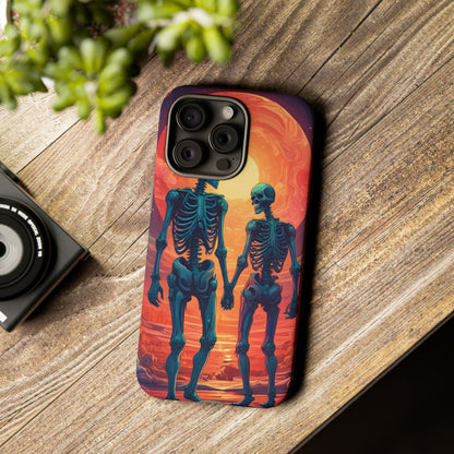 Romantic Skeletons Phone Case, Tough Phone Cover, Halloween Accessory, Unique Gift, Couples Phone Case, Spooky Aesthetic