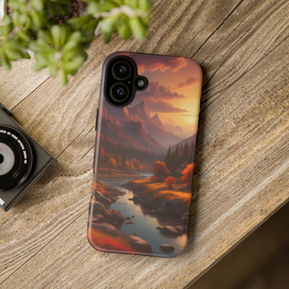 Autumn Mountain Sunset Phone Case, Nature Lover Gift, Tough Phone Cover, Outdoor Adventure Accessory, Landscape Art Case