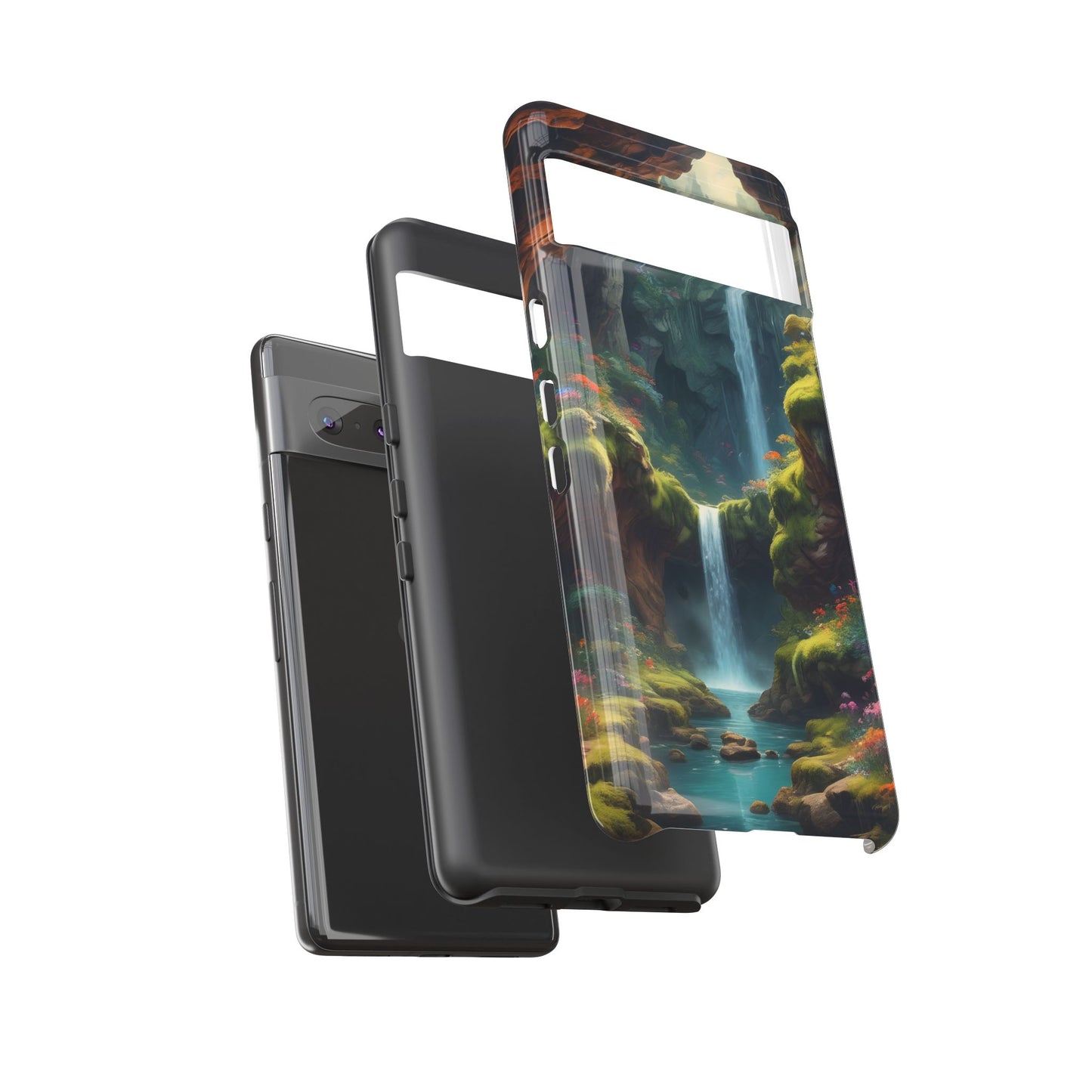 Funda de teléfono con diseño de cascada - Fundas resistentes, diseño de cascada, funda estética para teléfono, regalo para amantes de la naturaleza, protector de teléfono.