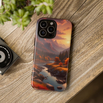 Autumn Mountain Sunset Phone Case, Nature Lover Gift, Tough Phone Cover, Outdoor Adventure Accessory, Landscape Art Case